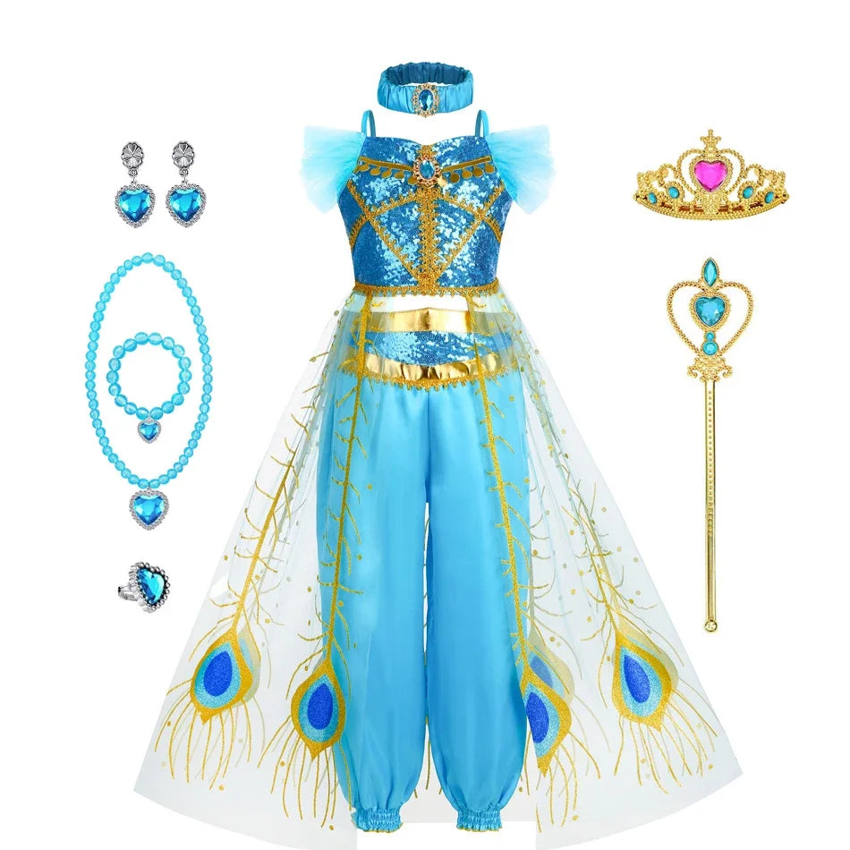 Halloween Party Princess Dress Kids Jasmine Costume