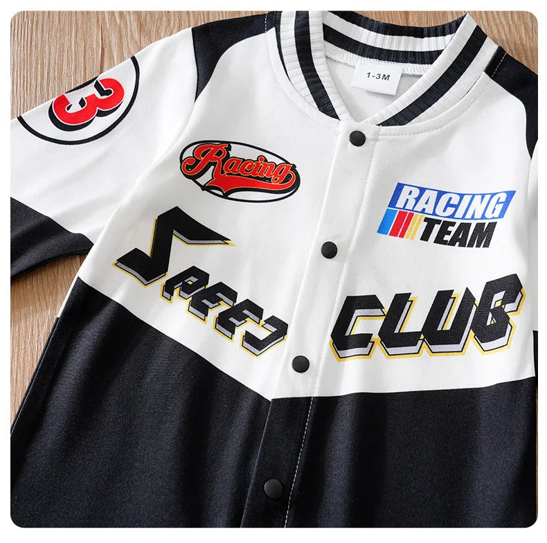 Newborn Clothes Outdoor Racing Clothes Comfortable And Soft For Boys And Girls Spring And Autumn Long Sleeved Baby Jumpsuit