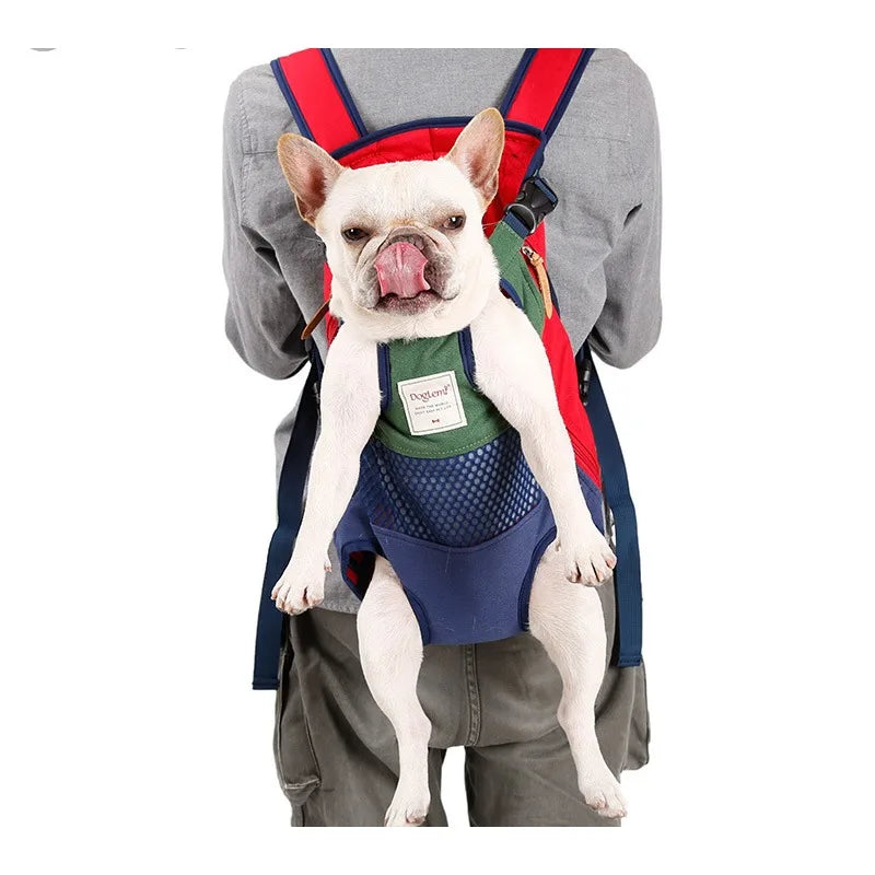 Internet Celebrity Pet Backpack Breathable Canvas Cat Bag Portable Travel  Bag  French Bucket Dog Backpack  Pet Supplies Outdoor
