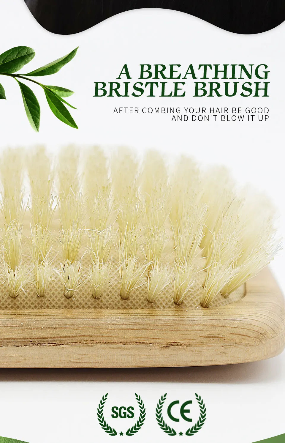 BOOMSLIFE Boar Bristle Hair Brush Square Paddle Scalp Massage Hairbrush USA Oak Wood Comb for Hair Women Barber Beauty Hair Care