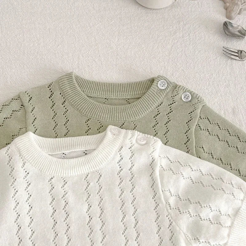 INS Summer Baby Knitwear Romper 0-3Years Newborn Boy Girl Solid Color Short Sleeve O-Neck Knitted Bodysuit One-Pieces Clothes