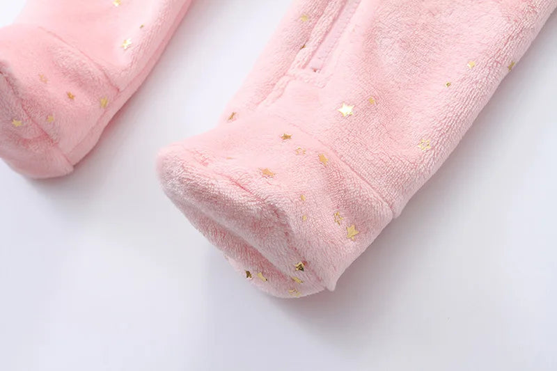 Newborn Baby Flannel Rompers Soft Warm Autumn Winter Bodysuit For Boys Girls Bear Stars Jumpsuit 3-12m Newborn Casual Clothes