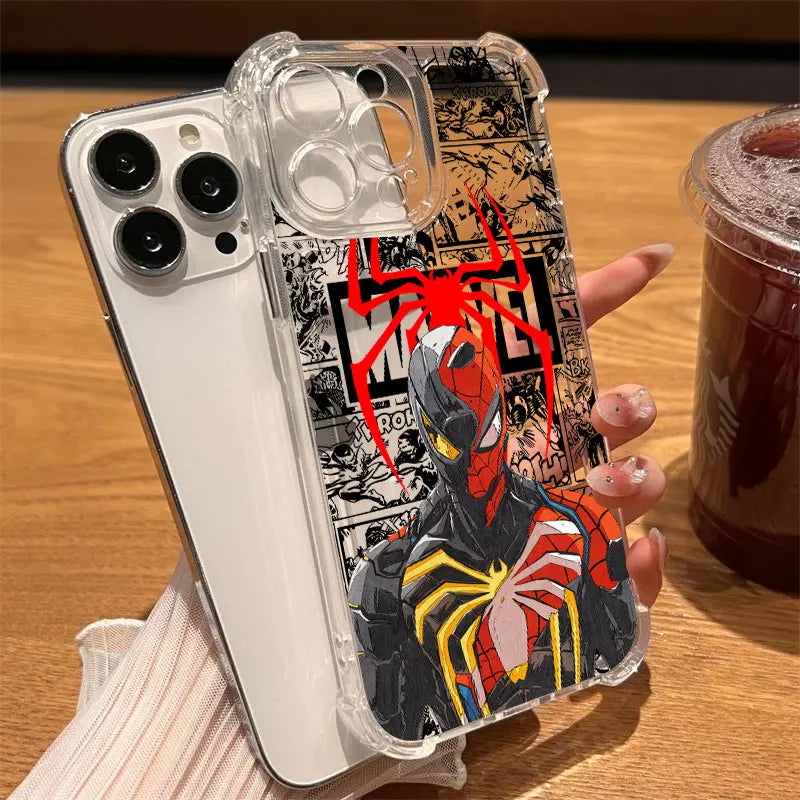 Clear Case For iPhone 17 16 15 14 13 12 11 Pro Max 16e 17e Air 13 15 Plus XS X 7 8 Shockproof Phone Cover Marvel Spider Man Gwen