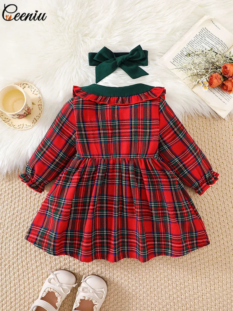 Baby Dress For New Year Green Tree Print Xmas Christmas Dress For Newborns Toddler My First New Year Girls Costumes