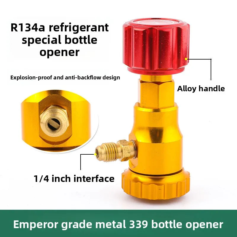 Refrigerant Bottle Opener Air Conditioner Refrigerant Can Tap Valve Bottle Opener Tool Brass Dispensing Valve R410 D4L5