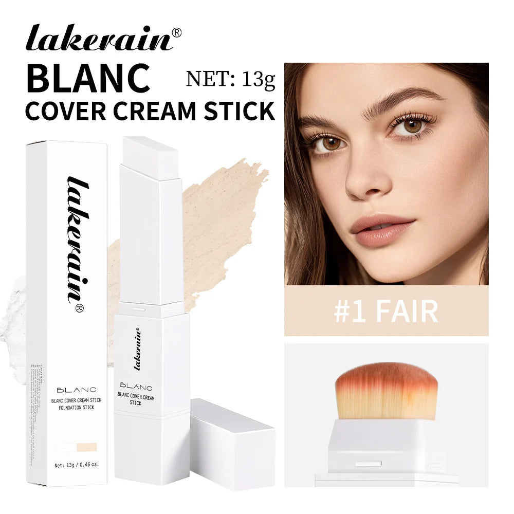 Lakerain Blanc Cover Cream Stick Dual-ended Design Waterproof Foundation Coverage Travel Bronze Creamy Foundation Natural Makeup