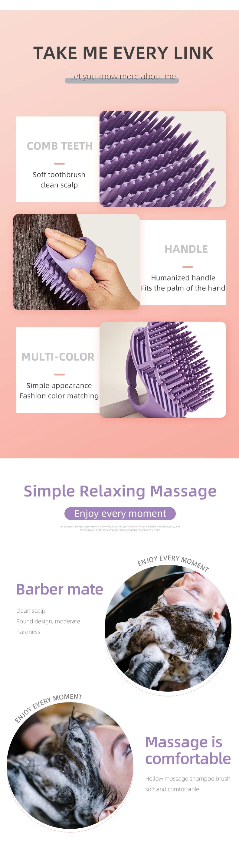 Silicone Shampoo Scalp Hair Massager Head Body Scalp Massage Brush Hair Washing Brush Scalp Exfoliator Brush Head Scrubber Tools