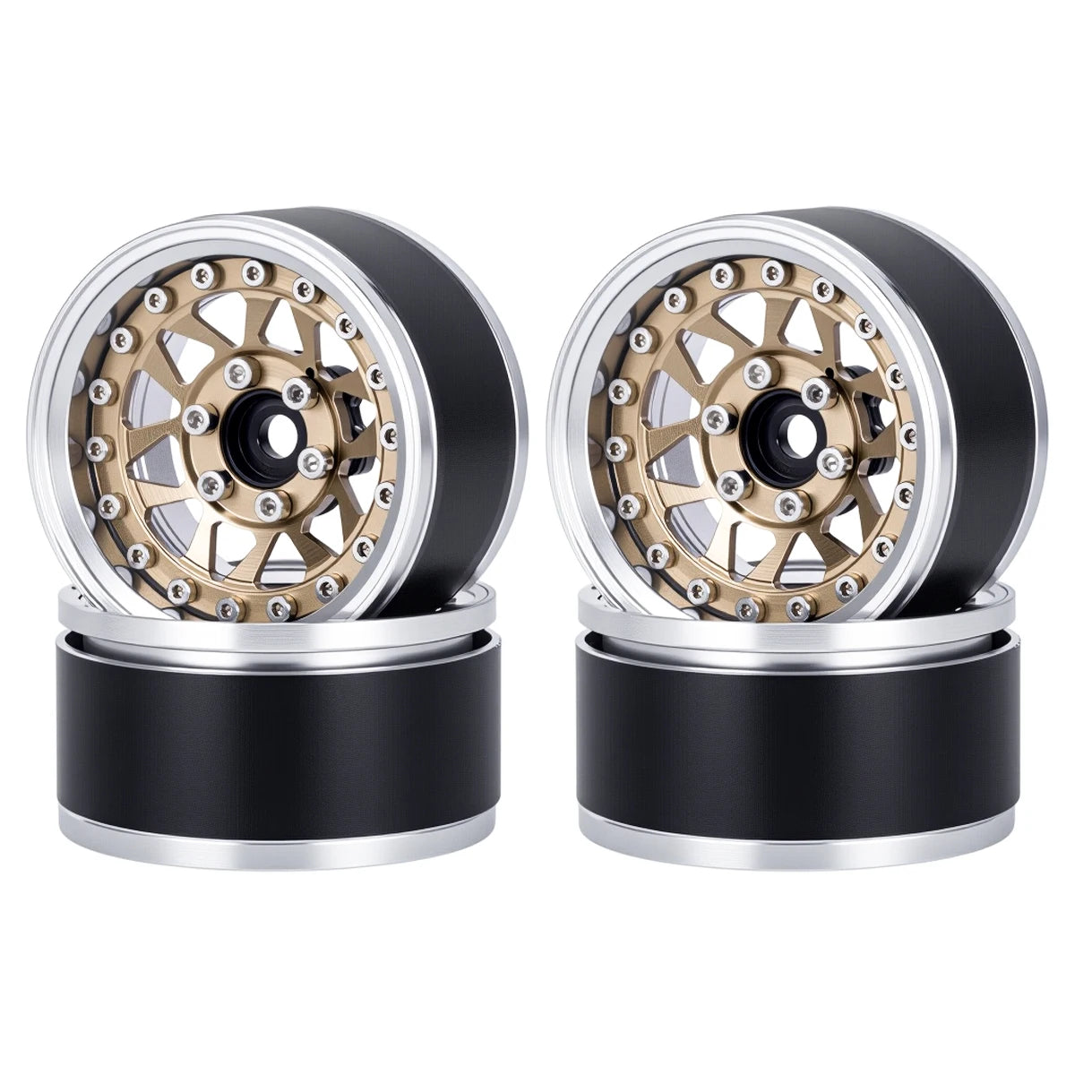 4Pcs 1.9 Aluminum Beadlock Wheel Rims Adjustable Offset 12mm Hex for 1/10 RC Crawler Car TRX4 TRX6 SCX10 90046 GEN7 8 D90 Parts