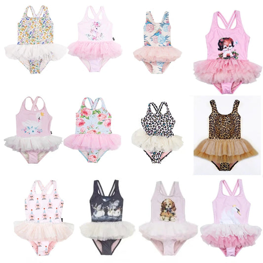 UPF 50+ Kids Swimwear Baby Girls Cartoon Tutu Swimsuit New Summer Sleeveless Beachwear Infant Clothes Bathing Suit Brand Sale
