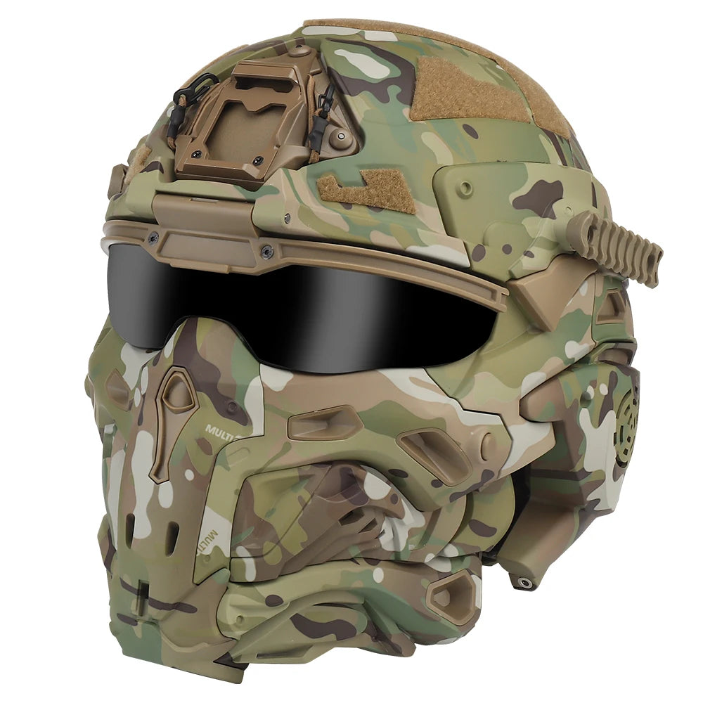 Militar Helmet FAST Helmet Built-in Communication Headset Anti-fog Fan W-Ronin Assault Helmet Detachable Mask Replacement Lens