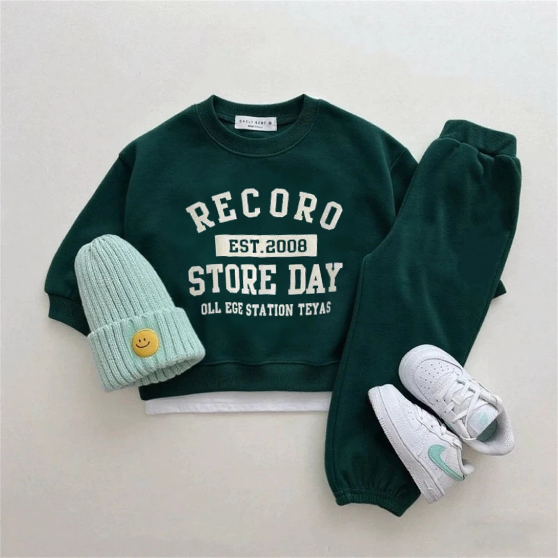 Autumn Costume For Boys And Girls New Design Long-sleeved Outfits Crewneck Hoodies+Pants Two Piece Set Kids Trendy Outfits