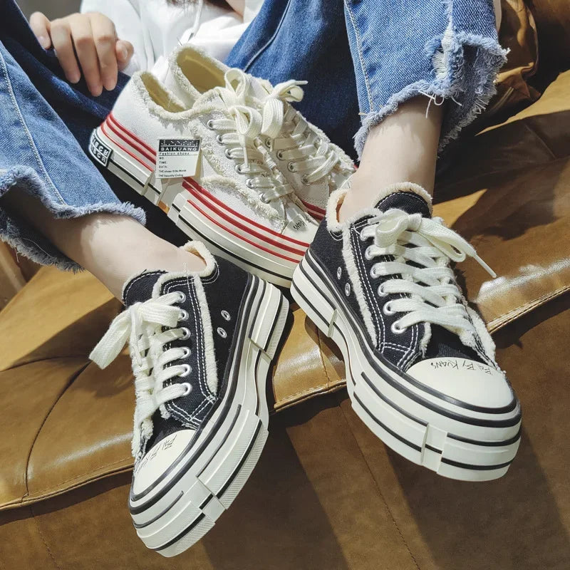 Men Vulcanized Shoe Thick Soles Increased Low Top Couple Shoe Canvas Shoe for Men Sneakers Tenis Masculino Zapatillas