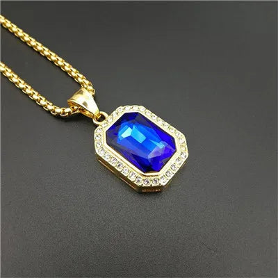 Hip Hop Iced Out Bling Square Pendant Gold Color Stainless Steel Rapper Party Necklace For Women Men Fashion Jewelry Gift 2025