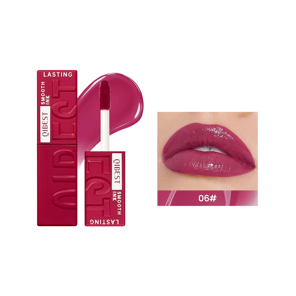 QIBEST Watery Gloss Lip Glaze Moisturizing Long Lasting Sexy Red Liquid Lipstick Mirror Glossy Lip Gloss Tint Cosmetic For Women
