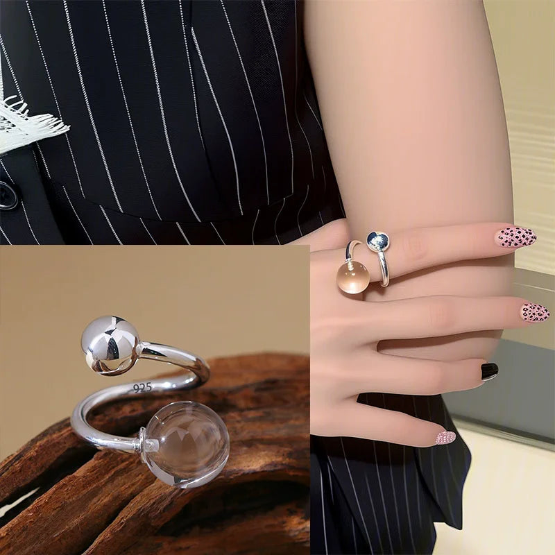 VENTFILLE 925 Sterling Silver Geometric Line Cross Wrap Open Ring For Women Gift Irregular Punk Adjustable Jewelry Dropshipping