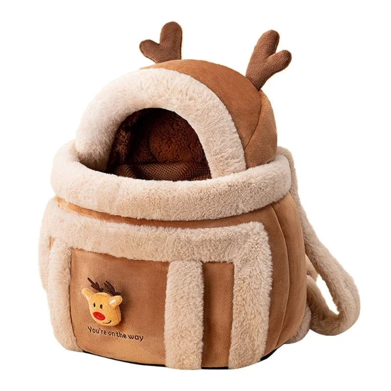 Winter Warm Cat Carrier Portable Pet Travel Bag Luxury Furry Lined Handbag Outdoor Car Seat Nest For Small Dogs Cats