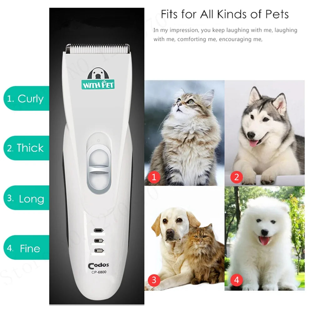 Codos CP-6800 Professional Dog Hair Trimmer Rechargeable Electric Pet Clipper Cat Grooming Shaver Cutter Animals Haircut Machine
