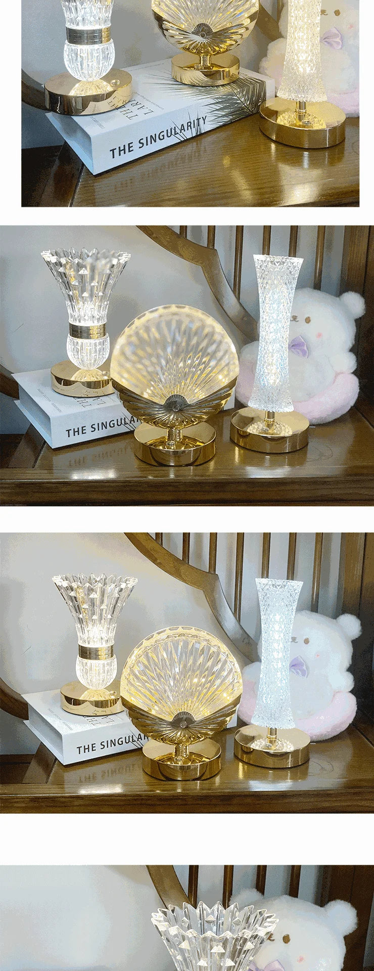 Modern Crystal Table Lamp Bedroom Bedside Light Touch Control Night Light Romantic Ambient Lamp For Home Decor