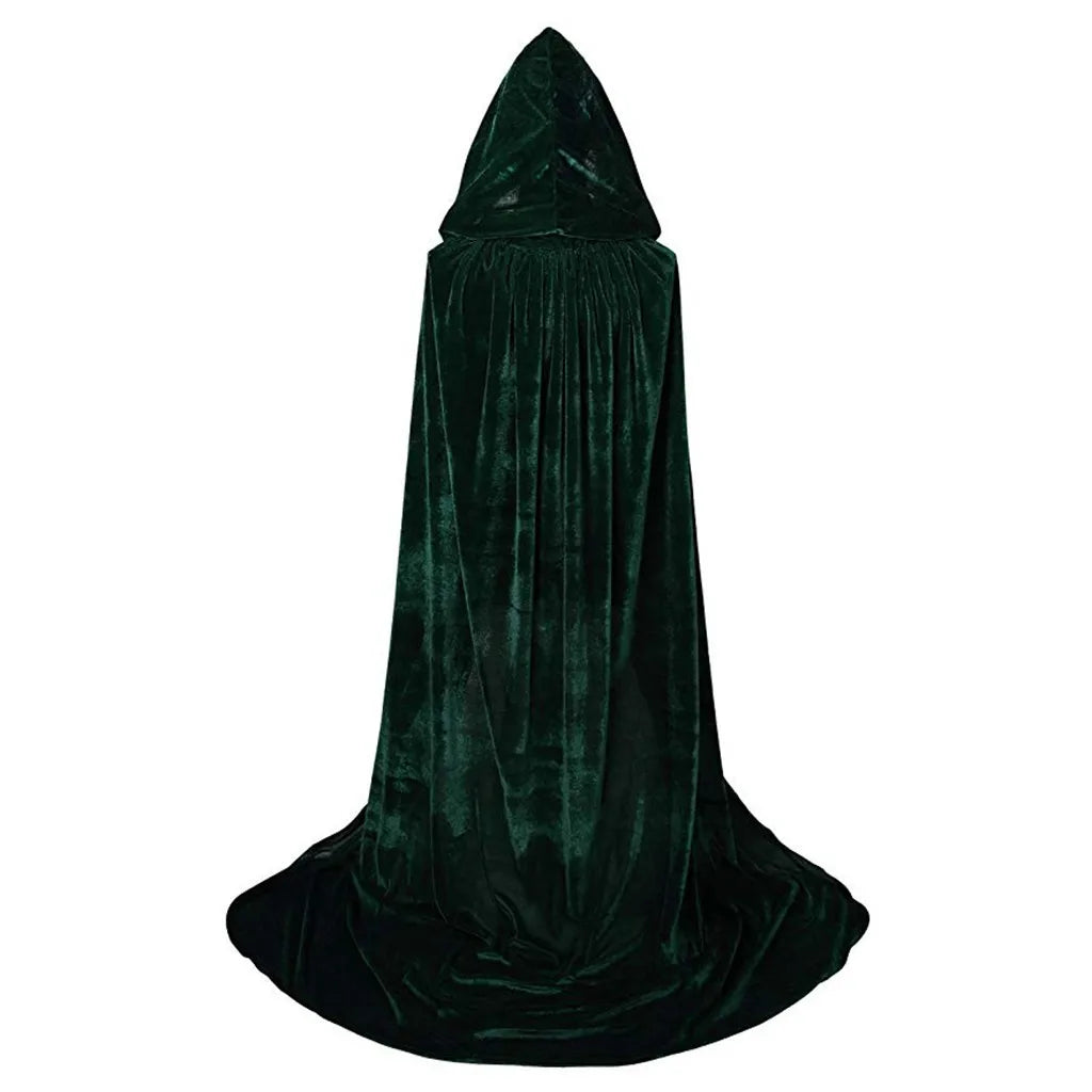 Halloween Costume Unisex Cosplay Death Cape Long Hooded Cloak Wizard Witch Medieval Cape S-Xl Black White Red Coffee Blue