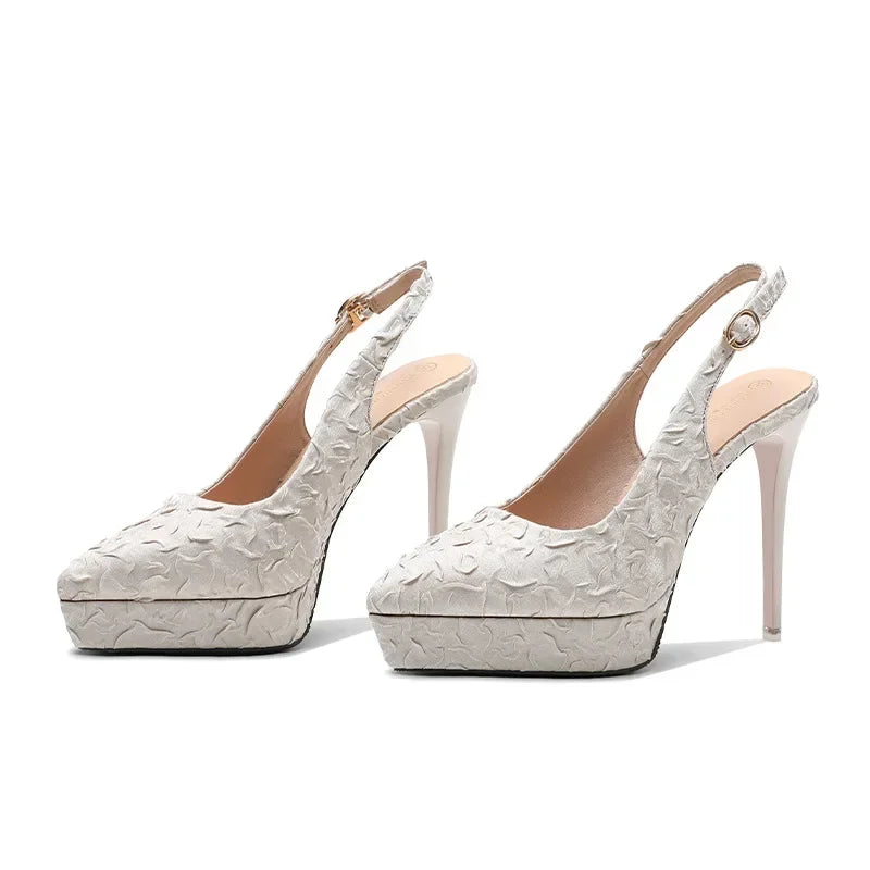 Women Baotou Platform Sandals Block High Heels Solid Shoes Sexy Party Stiletto Heel Women Dress Shoes Sandalias De Mujer 2024