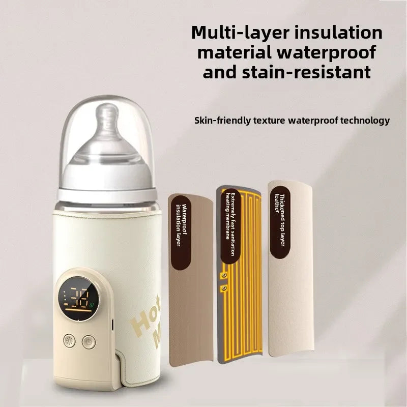 Multifunctional USB Baby Bottle Warmer with Smart Temperature Control Screen High Capacity Feeding Bottle Warmer for Newborns