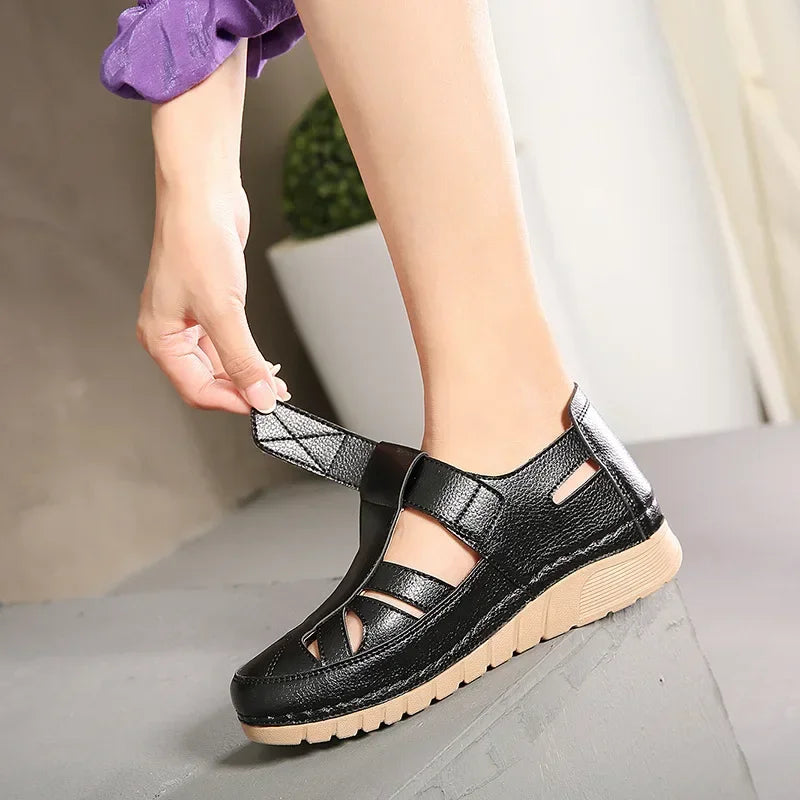 Women's Shoes Sandals Fashion Baotou Wedge Platform Sandals Ladies Retro Rome Sandalias Mujer Slip on Beach Shoes Footwear 2024