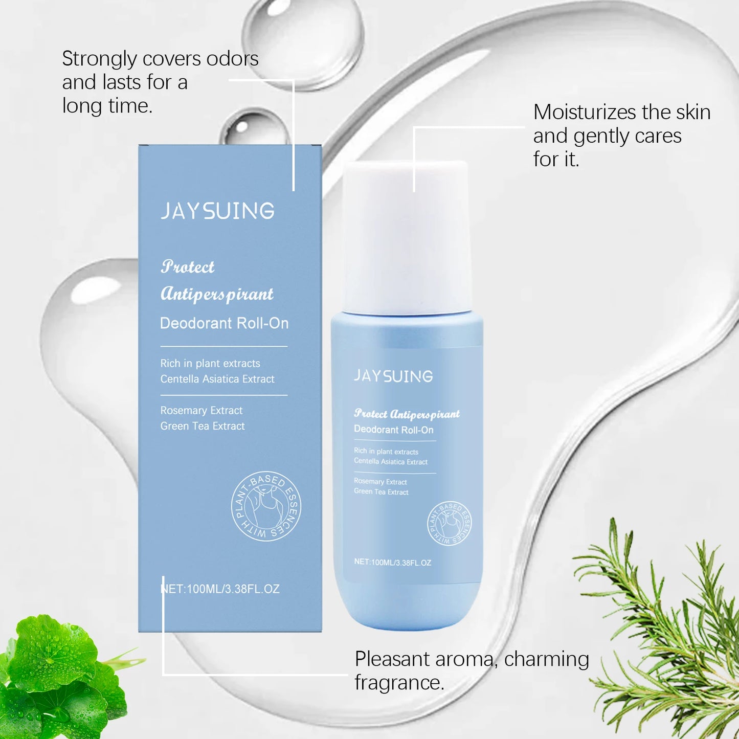 Body Deodorant Roll-On Green Tea Anti-Perspirant Reduce Armpit Sweat Remove Odor Refreshing Moisturizing Lasting Aroma Skin Care