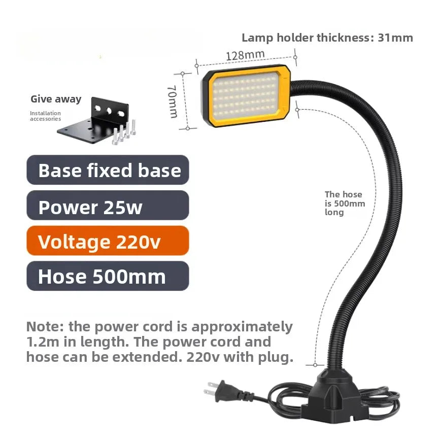 18W/25W LED Machine Tool Work Light With Strong Magnetic Extended 50-80cm flexiable Hose 24V/220V Lathe Punch MachineTable Lamp