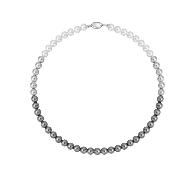 French Socialite White Gradient Gray Pearl Bead Necklace 2024 Fashion Jewelry Sets For Women's Sexy Collarbone Chain Accessories