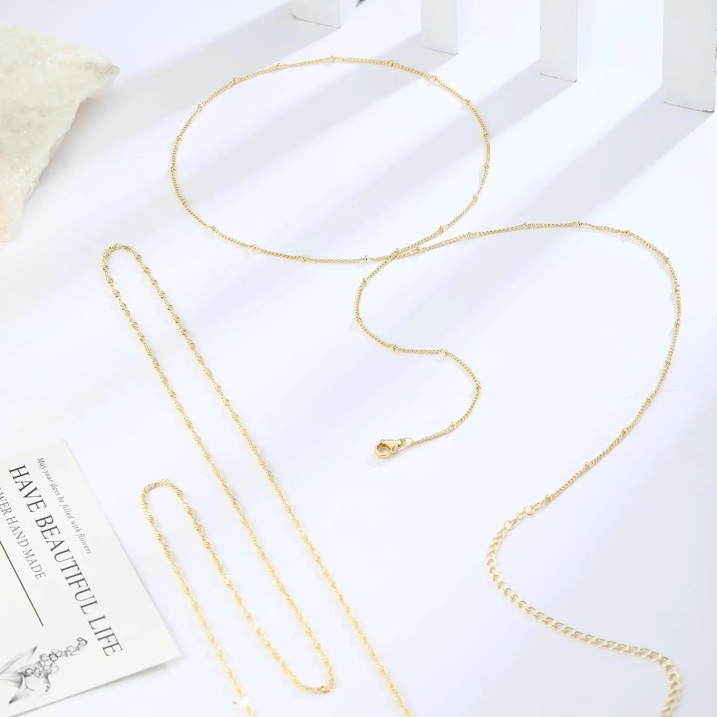 14k Gold Plated 26-33Inch Adjustable Waist Beads Chain Layered Body Chains Waterproof Sexy Body Jewelry for Women