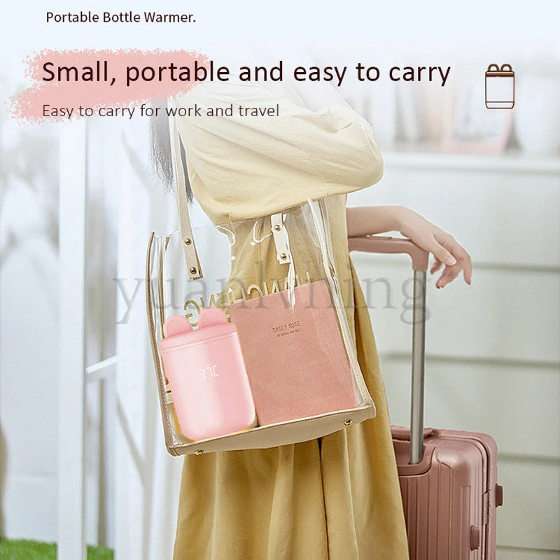 Portable Baby Bottle Warmer Wireless 8800mAh Fast Heating &Sterilizer Waterproof Breastmilk Warmer with 3 Adapters