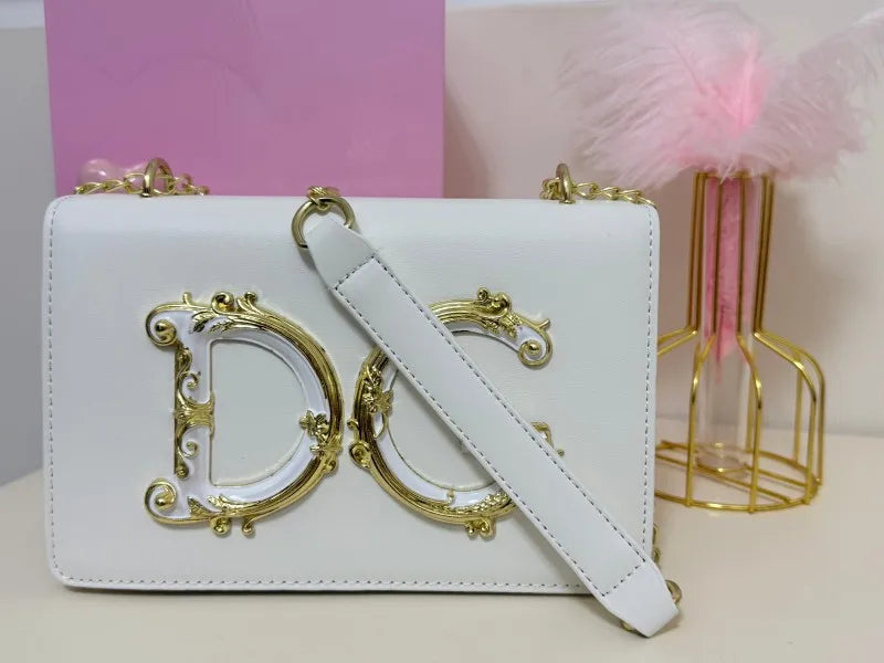 Trendy Letter Logo Chain Bag for Women 2025 - Cute Small Shoulder Sling Purse for Party, Date, Shopping - Black Fashion Handbag