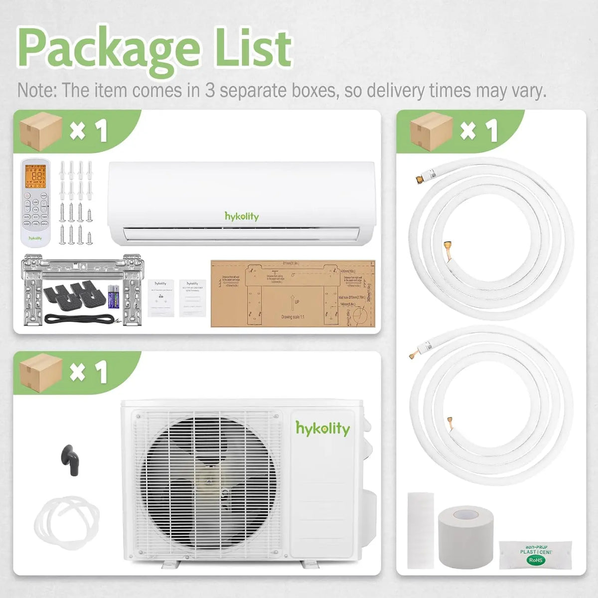 Wifi Enabled 12,000 BTU Mini Split Air Conditioner & Heater, 115V or 230V Split AC Unit Ductless Inverter System with, Custom