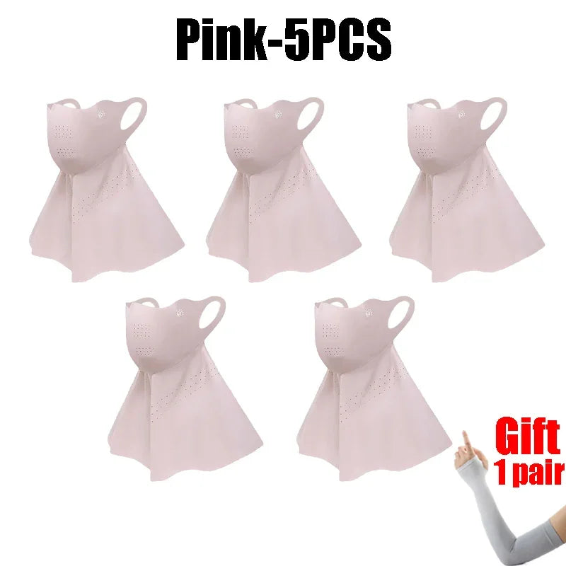 UPF50+ Ice Silk Sunscreen Mask Summer Riding Neck Guard One-piece Mask for Driving Fishing And Mountaineering Sun Protection