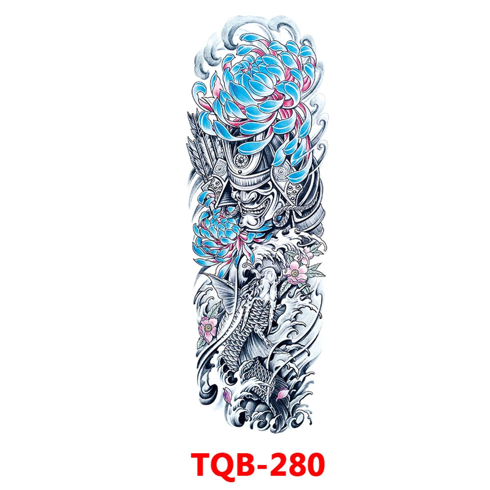 Large Arm Sleeve Tattoo Rose Gear Clock Eye Waterproof Temporary Tatto Sticker Lion Wolf King Body Art Full Fake Tatoo Women Men