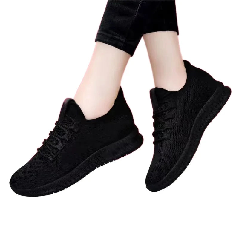 Women Casual Sport Shoes Light Sneakers Women's Black Outdoor Breathable Mesh Black Running Shoes Athletic Jogging Tennis Shoes