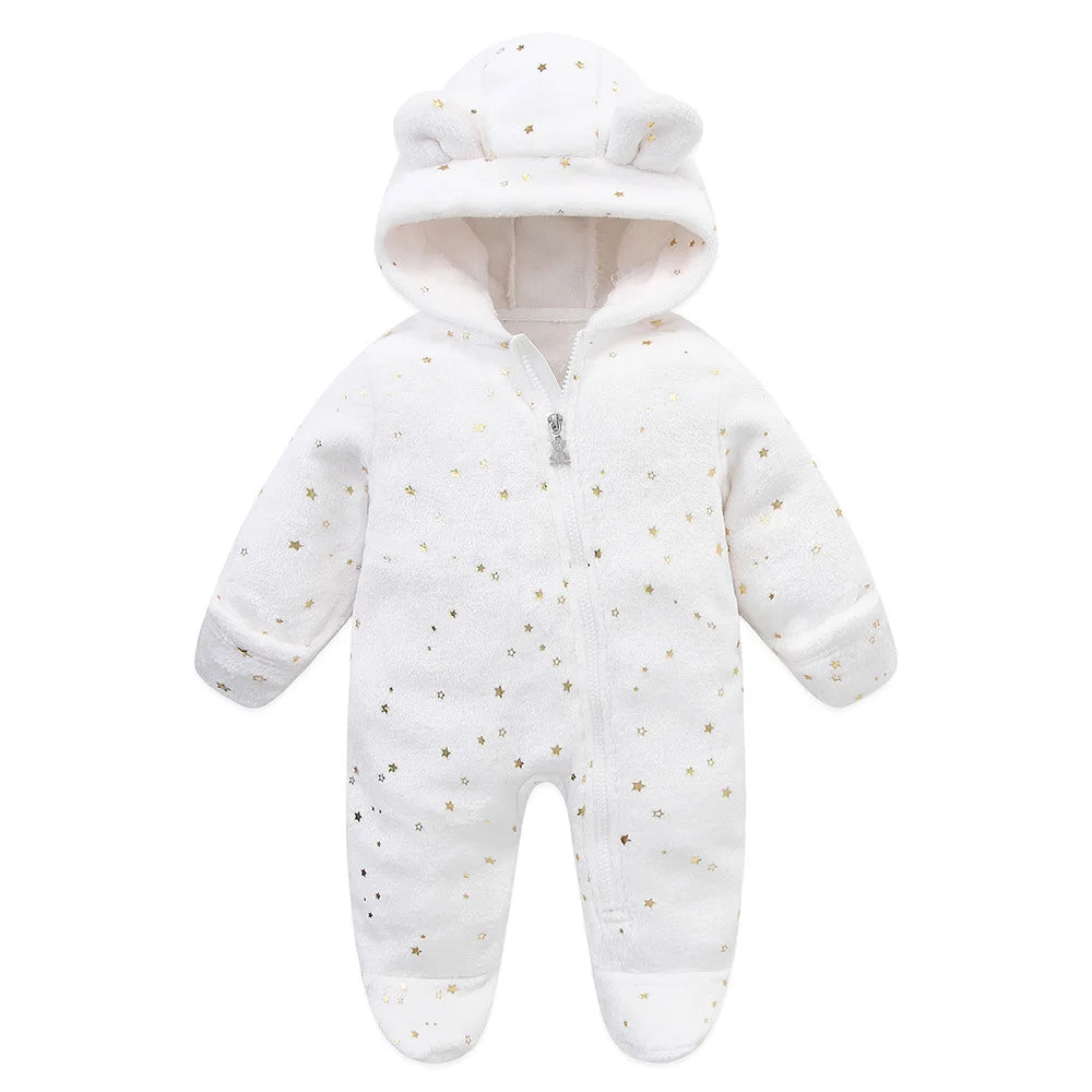 Newborn Baby Flannel Rompers Soft Warm Autumn Winter Bodysuit For Boys Girls Bear Stars Jumpsuit 3-12m Newborn Casual Clothes