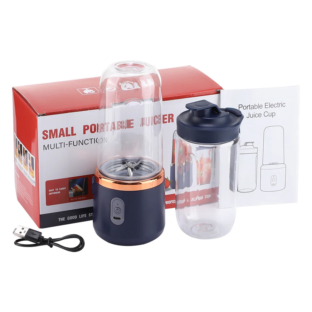 400ML Portable Electric Juicer 2 Cup Home Mini Multifunctional Wireless Blender USB Rechargeable Small Juice Cup Mixer Machine
