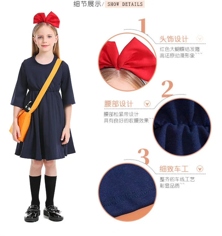 Children's Halloween Costumes Children's Clothes Little Witch Delivery Dress Miyazaki Hayao Cos Kiki Costume Love Live Cosplay