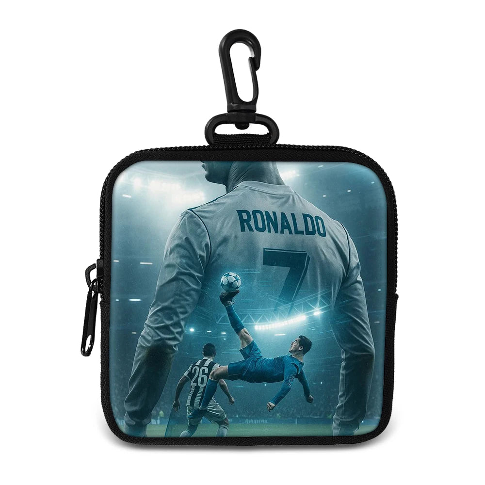 Ronaldo Money Coin Purse with Key Ring Pocket Purse mini headphone bag Football Star storage bag Credit Card Holoder Man Women