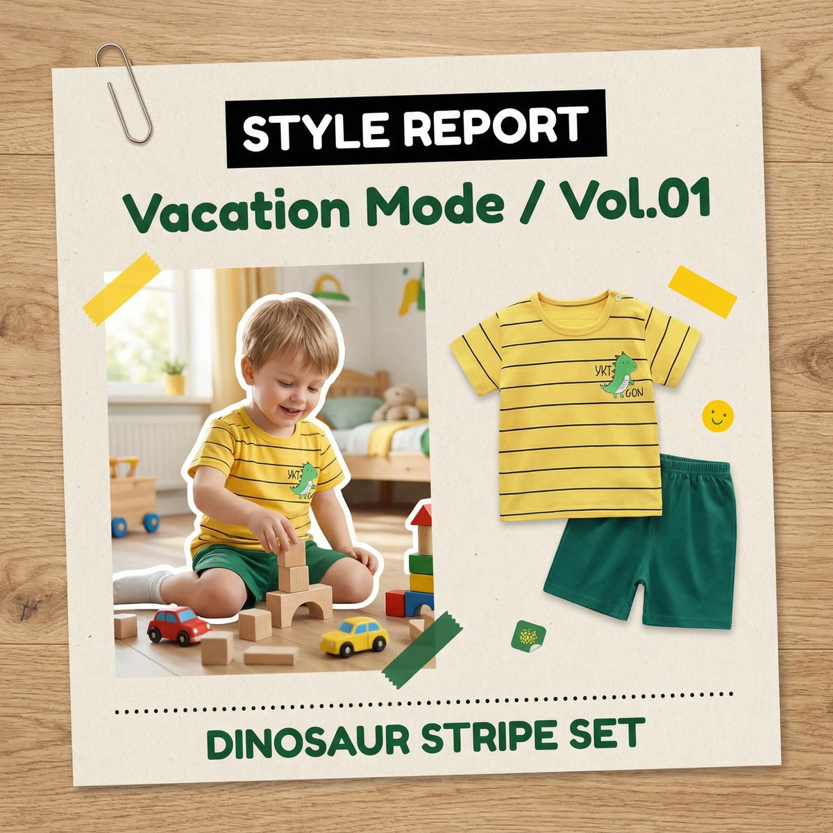 Summer Casual Baby Set Dinosaur Style Stripe T-shirt+Shorts 2Pcs Clothes for Boys Girls Soft Cotton Infant Outfit
