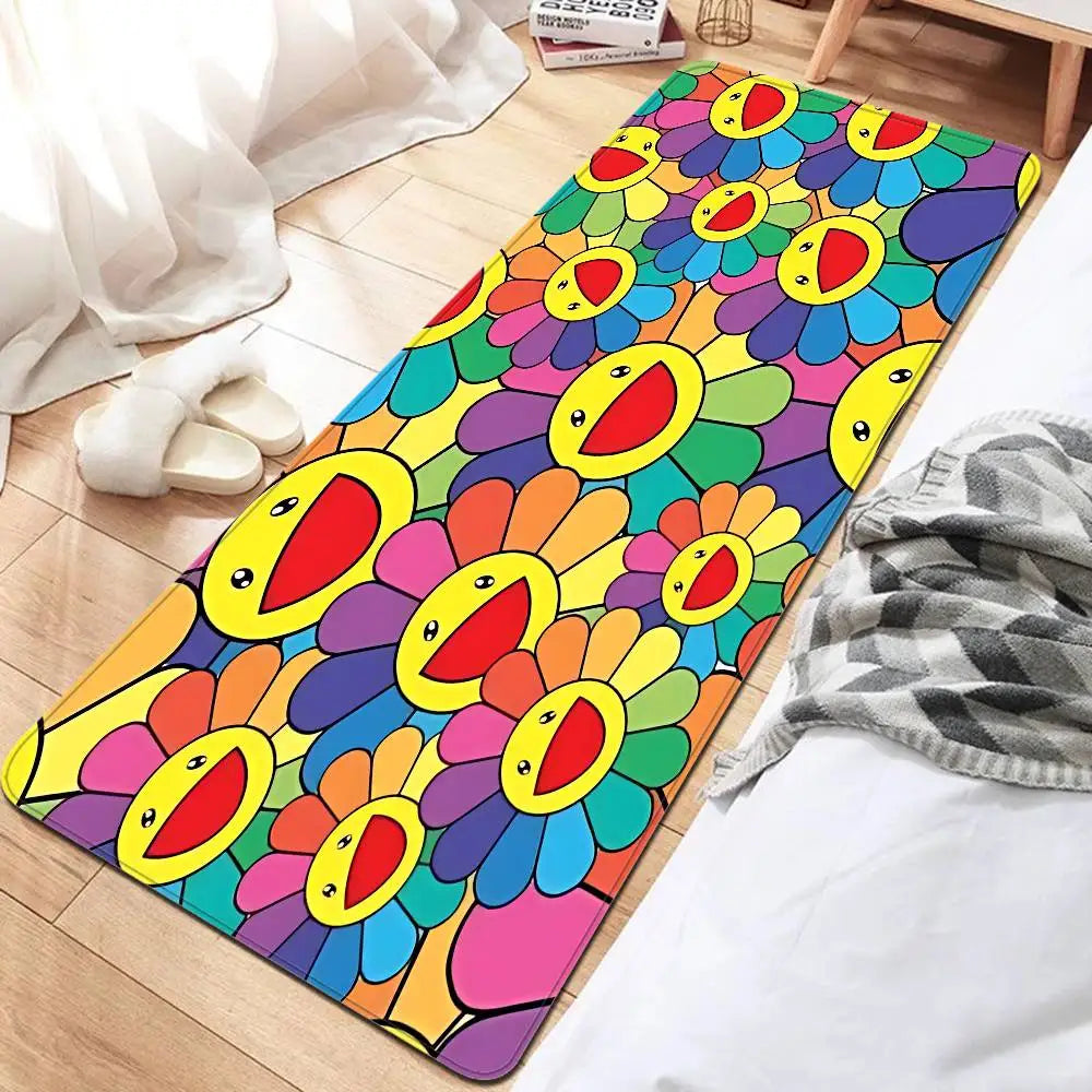 Flower T-Takashi Art M-Murakami Entrance Door Mat Nordic Style Home Doormat Bathroom-Toilet Mats Bedroom Hotel Decor Mat