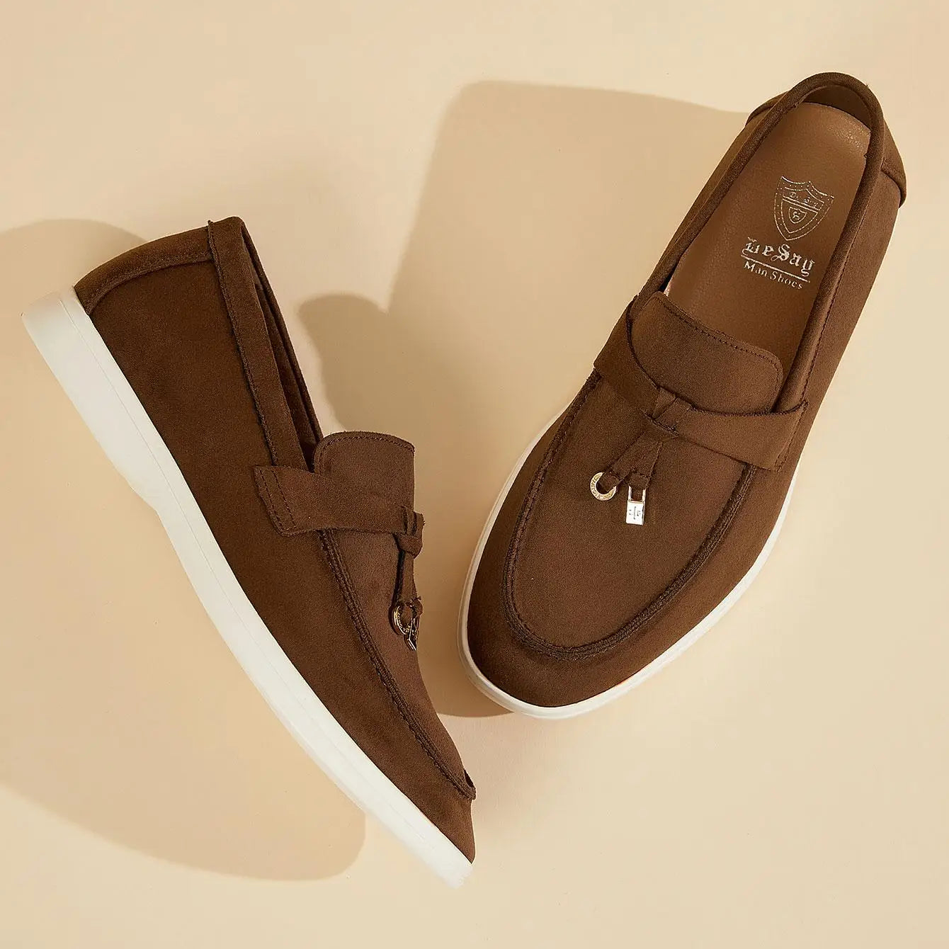 Men Suede Tassel Loafers Slip On Flat Sole Lightweight Non Slip Daily Office Driving Footwear 2026 New Desai