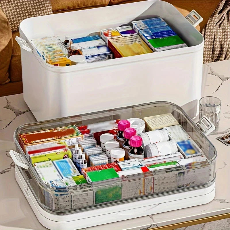 Large Capacity Multi-Layer Medicine Organizer and Usage Guide - Durable Waterproof Pill Box with Pill Storage Compartment