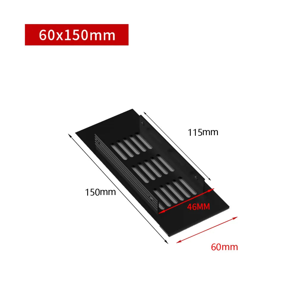 60mm Aluminium Rectangular Cabinet Wardrobe Air Vent Grille Ventilation Cover