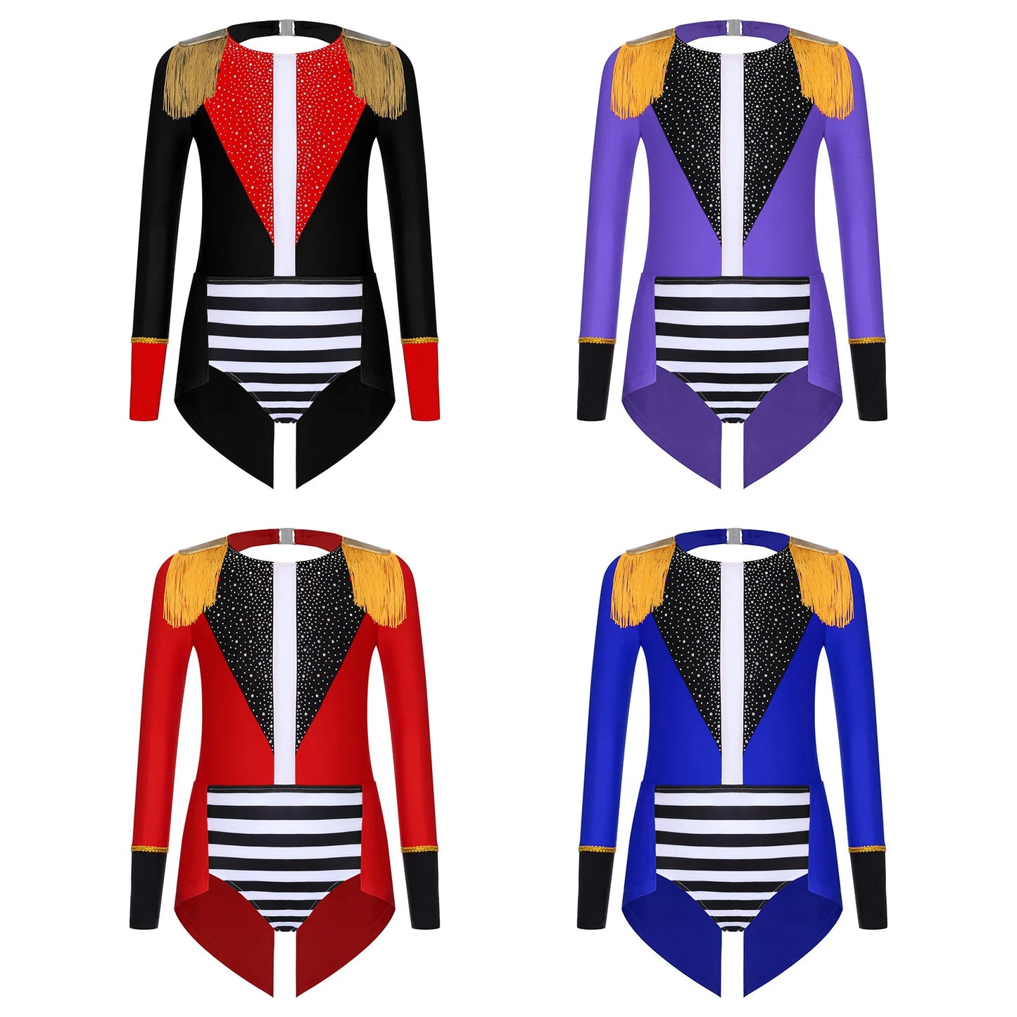 Halloween Costume Romper Circus Ringmaster Cosplay Carnival Party Shiny Sequins Leotard Dress Drum Majorette Magician Dress Up