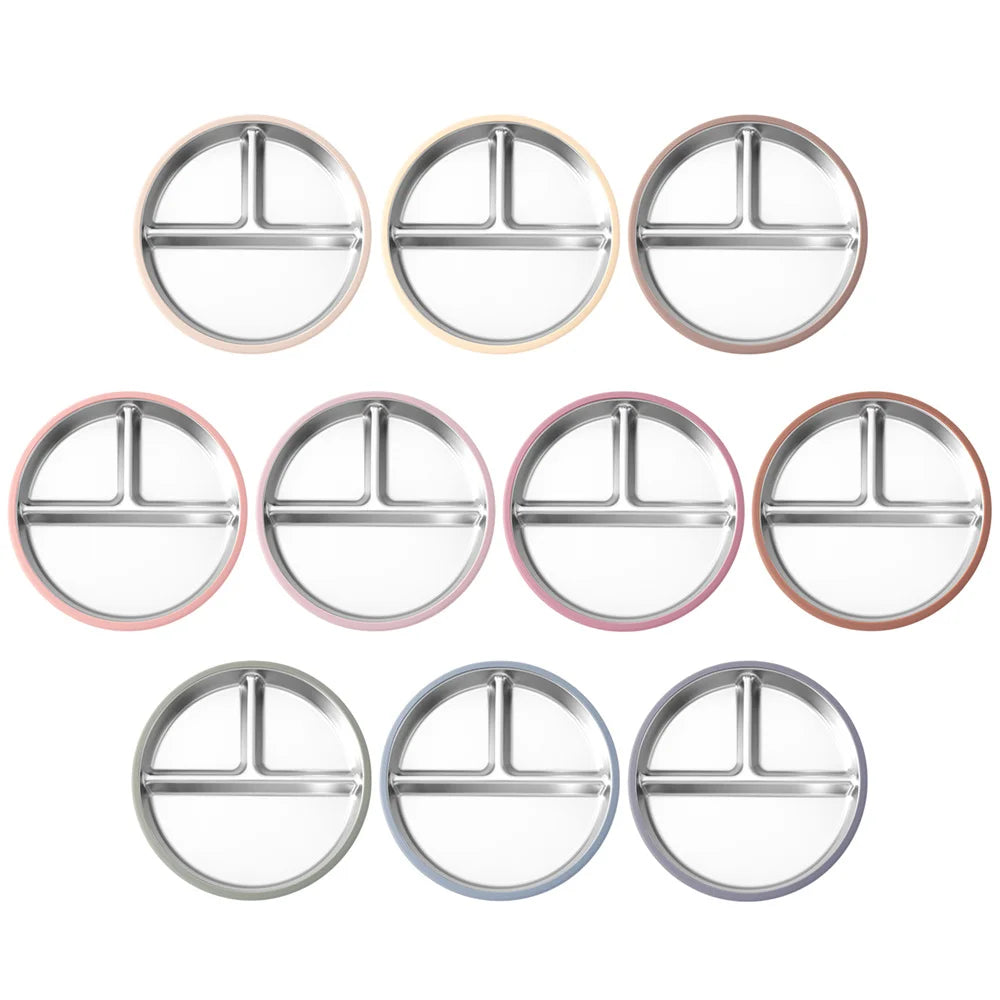 1PCS Stainless Steel Plate Detachable Suction Feeding Bowl For Baby  BPA Free Silicone Dishes Tableware Baby Newborn Items