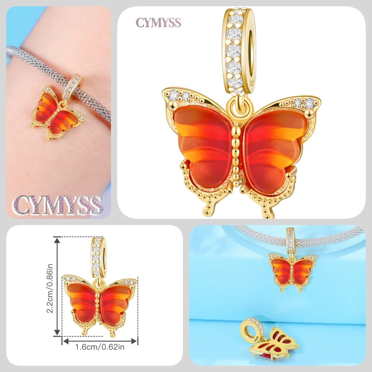 925 Sterling Silver Plated Bee Sunflower Butterfly Charm Pendant Fine Jewelry Women DIY Bracelet Necklace Birthday Party Gift