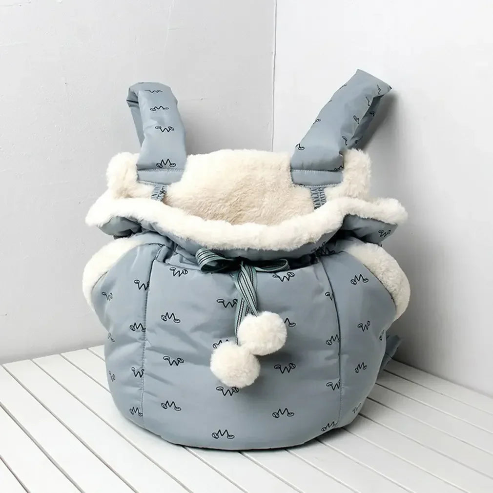 Pet Carrier Bag Winter Warm Small Cat Dogs Backpack Cat Carrier Outdoor Travel 6kg Load-bearing Plush Pets Cage