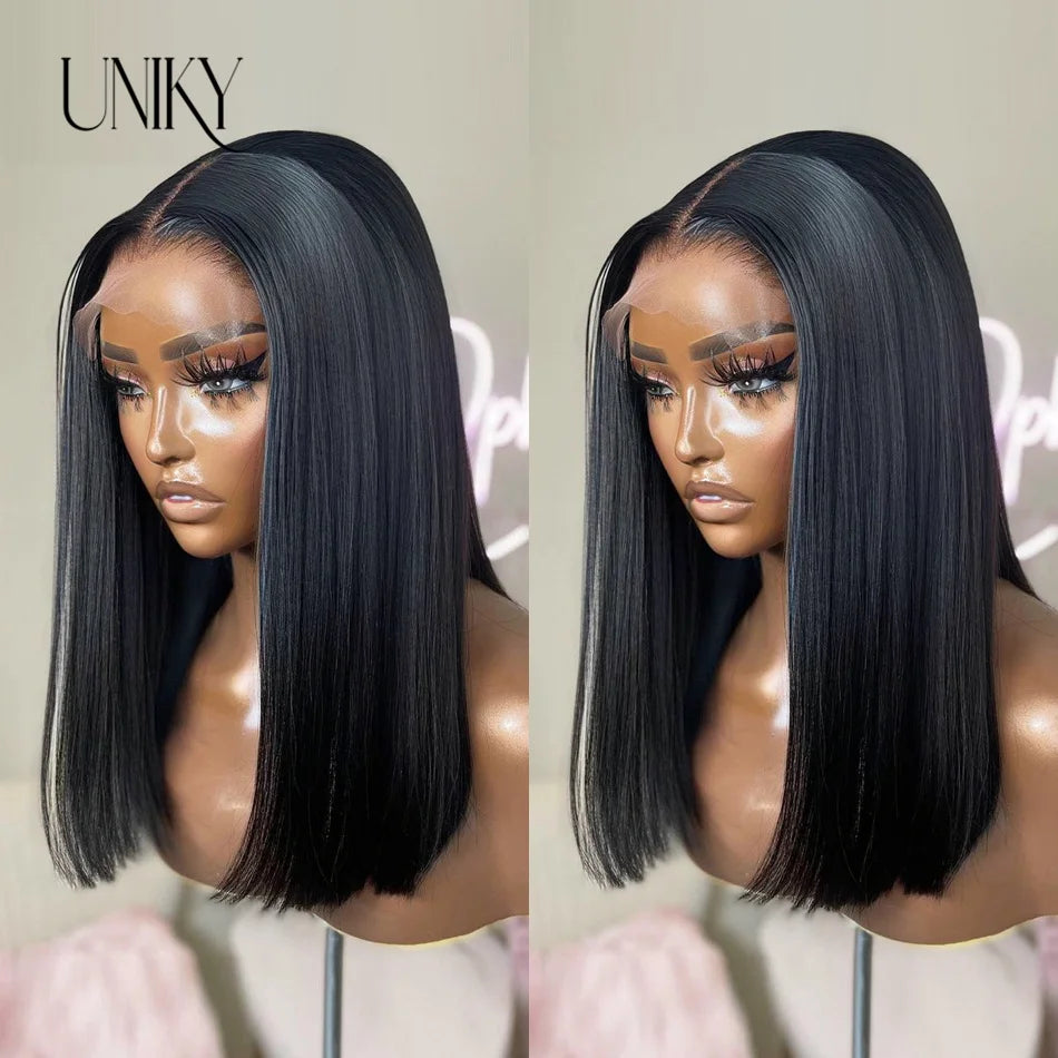 Short Bob Human Hair Wigs Straight Reddish Brown 13x4 Full Lace Frontal Wigs For Women 180 Density Color #33 Glueless Wig